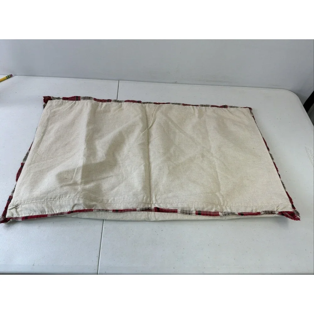 Pottery Barn Embroidered Pumpkin Plaid Family Pillow Cover Lot 2 16x26